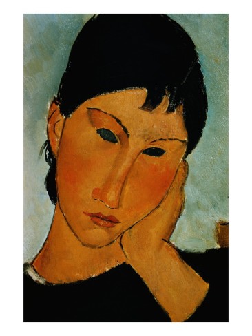 Detail of Female Head from Elvira Resting at a Table - Amedeo Modigliani Paintings